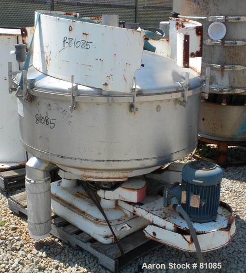 USED: BF Gump pneumatic incline screener, model CP43. 48" diameter, 304 stainless steel, operating at 15 psig, 6" inlet, 5" outlet, 3 screens, 33 square foot total screen area. Driven by a 2 hp, 3/60...