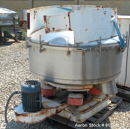 USED: BF Gump pneumatic incline screener, model CP43. 48" diameter, 304 stainless steel, operating at 15 psig, 6" inlet, 5" outlet, 3 screens, 33 square foot total screen area. Driven by a 2 hp, 3/60...