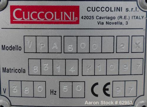 Unused- Cuccolini Vibrating Sifter, Model VPA600 2X, 304 Stainless Steel. Approximate 24" diameter (600 mm), single deck, 2 separation, with top cover. Driven by a .75/.90 KW, 3/50-60/220/380 Volt, 1...