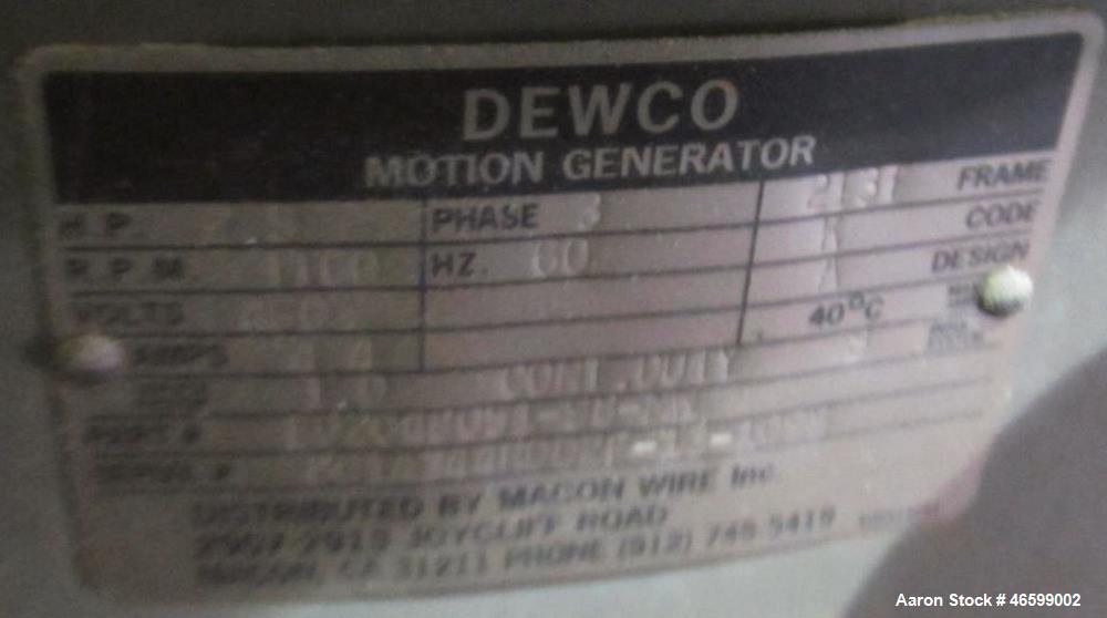 Used Dewco Screener, 60" Diameter, Stainless Steel. Single deck, driven by a 2.5hp motor. Serial# 6015888-25.