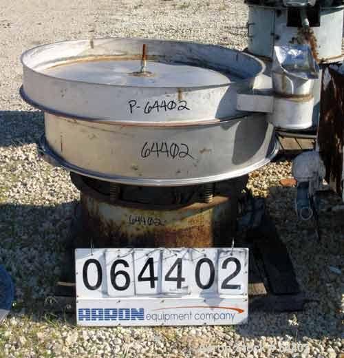 USED: Eriez screener, 48" diameter, stainless steel, model S481X. Bottom deck only and carbon steel base, belt driven, 3/60/230 volt.