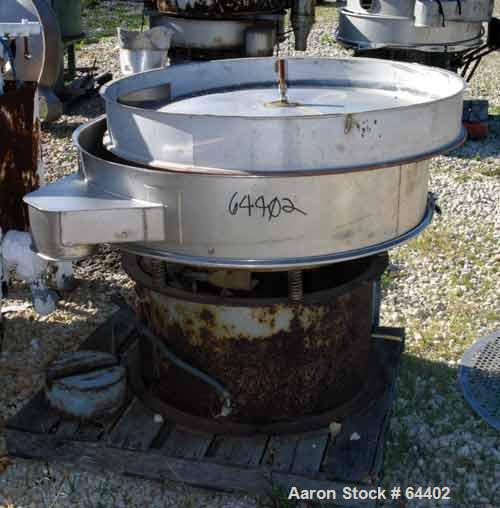 USED: Eriez screener, 48" diameter, stainless steel, model S481X. Bottom deck only and carbon steel base, belt driven, 3/60/230 volt.