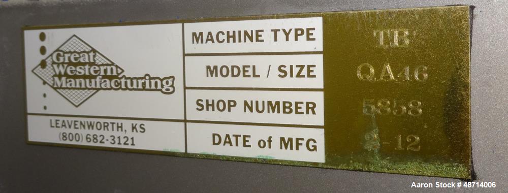 Used Great Western Manufacturing QA Series In-Line Sifter, Model QA46, 304 Stai