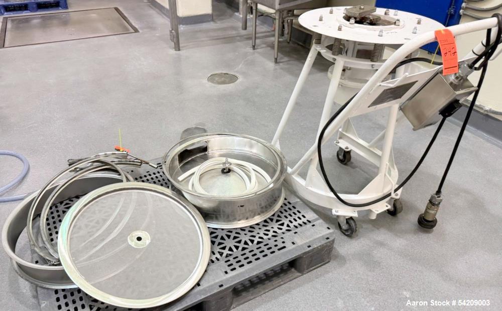 Used Kason Portable 24" Stainless Steel Screener, Model K-24-2-SS-P, Serial# KC-1045. With assorted decks, rings & screen.