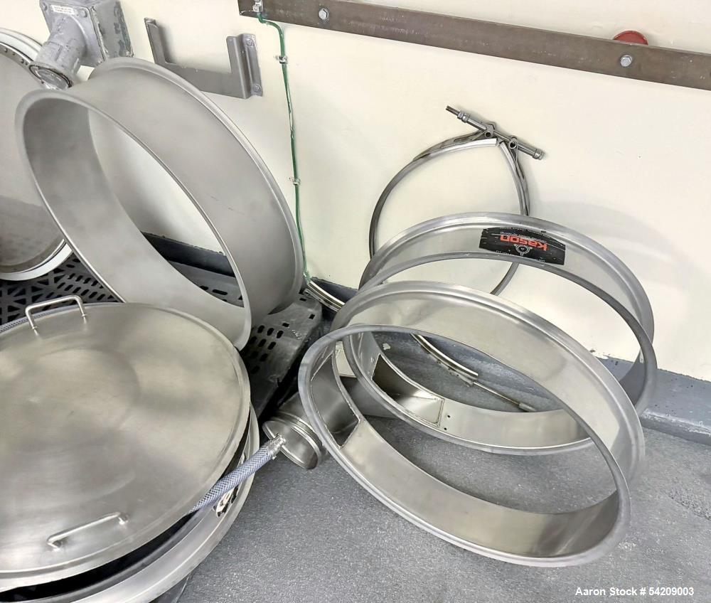Used Kason Portable 24" Stainless Steel Screener, Model K-24-2-SS-P, Serial# KC-1045. With assorted decks, rings & screen.