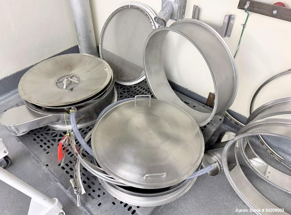 Used Kason Portable 24" Stainless Steel Screener, Model K-24-2-SS-P, Serial# KC-1045. With assorted decks, rings & screen.