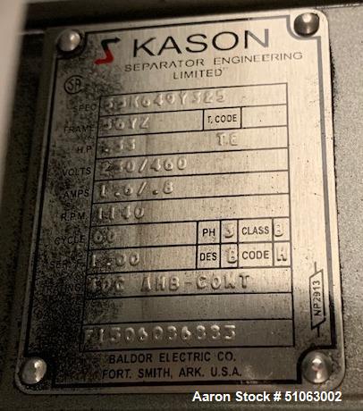 Used Kason Vibroscreen, Model  K-24-2 Stainless Steel, Single Deck.