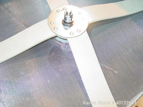 Used Kason Flow Thru Screen Separator, 24" diameter, single deck, 304 stainless steel. 10" deep separation section, 3" deep separation section. 6" bottom outlet, 38" discharge height. Dual 1/3 hp, 3/...