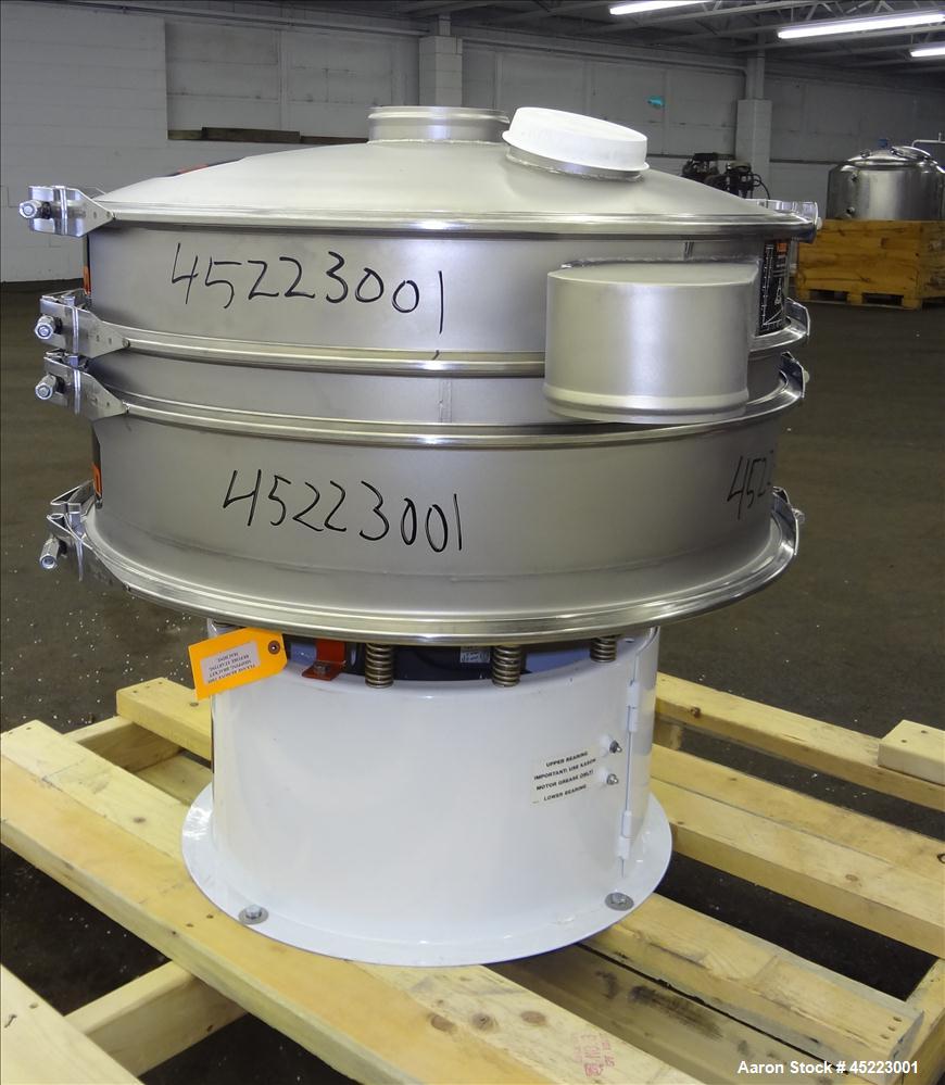 Unused- Kason VibroScreen Separator / Sifter, Model K30-1-SS, 304 Stainless Steel. 30" Diameter, single deck, 2 separation with ball deck and top cover. Driven by a 1/3 hp, 3/60/230/460 volt, 1200 rp...