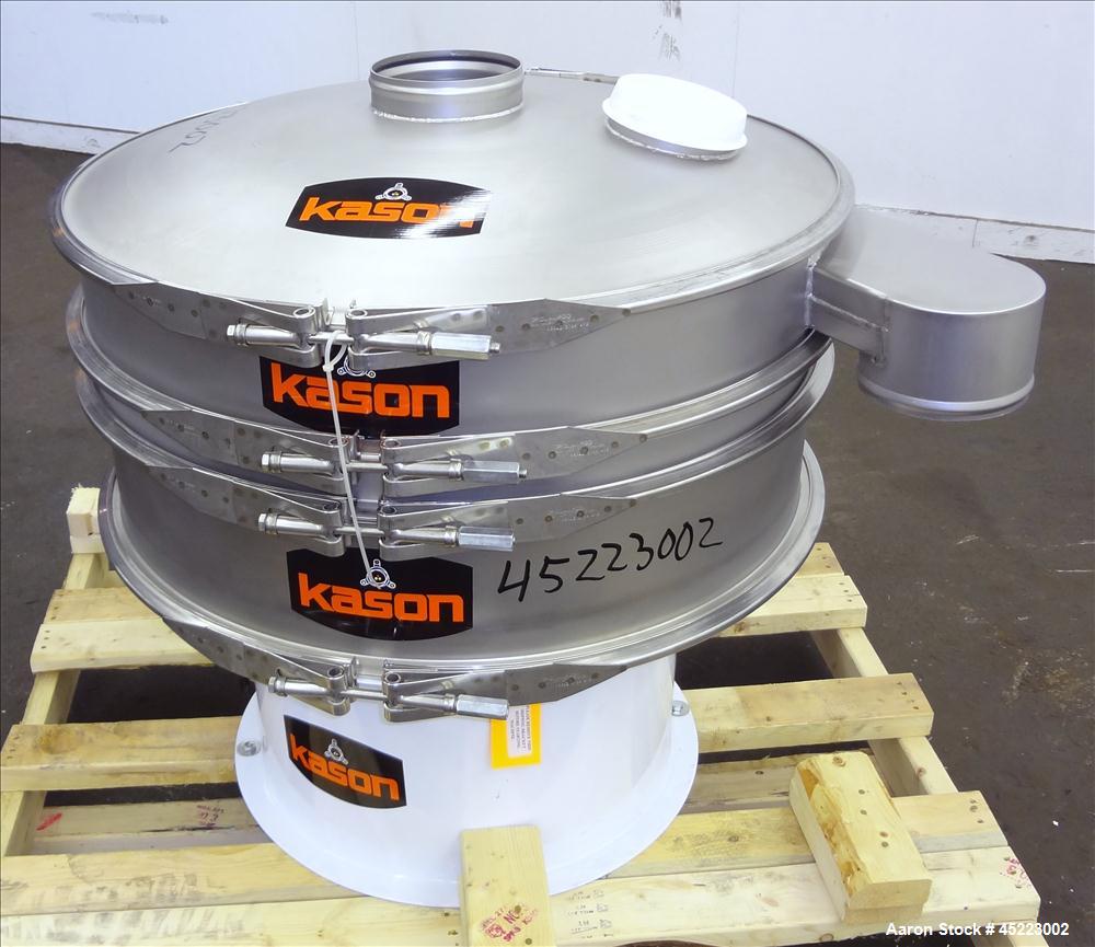 Unused- Kason VibroScreen Separator / Sifter, Model K30-1-SS, 304 Stainless Steel. 30" Diameter, single deck, 2 separation with ball deck and top cover. Driven by a 1/3hp, 3/60/230/460 volt, 1200 rpm...