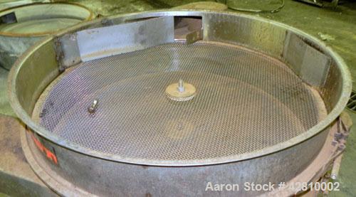 Used Kason Screener, Model K-40-2-SS, 304 Stainless Steel. 40" Diameter, double deck, 3 separation, no top cover. Driven by a 1/2hp, 3/60/230/460 volt, 1200 rpm motor. Mounted on a carbon steel base....