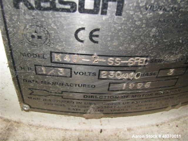 Used- Kason Circular Vibroscreen Separator, Model K40 -2-SS