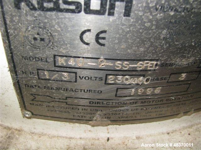 Used Kason Circular Vibroscreen Separator, Model K40 -2-SS