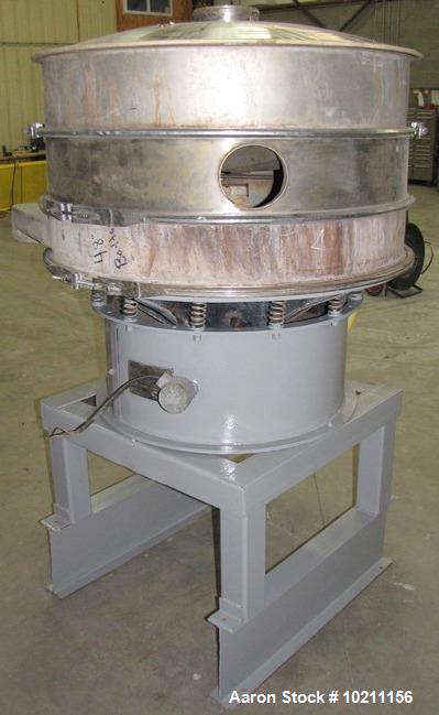 Used- Kason Screener, Model K48-1-S-S, Stainless Steel.  48" Diameter, two deck, three separation with top cover.  Driven by...