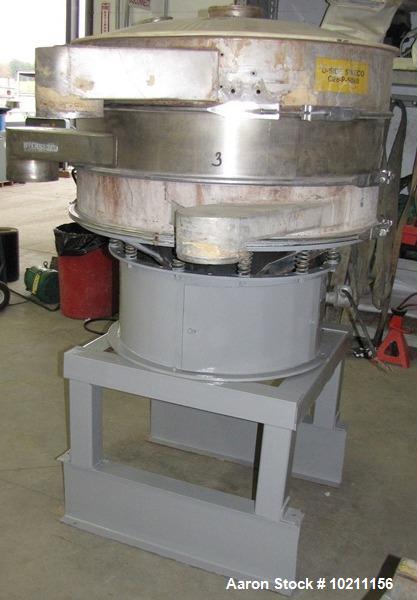 Used- Kason Screener, Model K48-1-S-S, Stainless Steel.  48" Diameter, two deck, three separation with top cover.  Driven by...