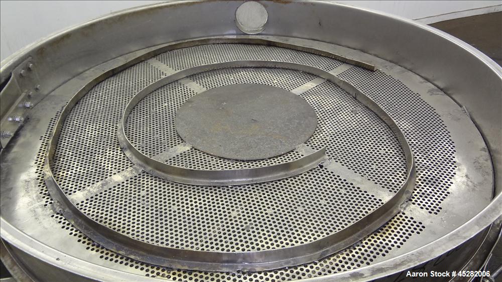 Used Kason Screener, Model K48-1-SS, 304 Stainless Steel. 48" Diameter, double deck, 3 separation, no cover. Driven by 2.5hp, 3/60/230/460 volt, 1200 rpm motor. Mounted on a carbon steel base. Serial...