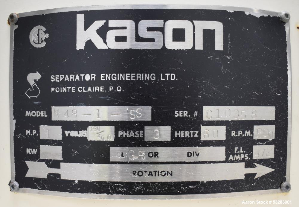 Kason Screen, 48" diameter. Model K48-1-SS. 304 Stainless steel.