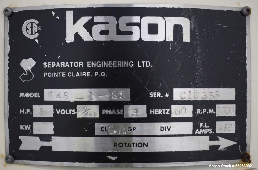 Kason 48" diameter. Model K48-1-SS. 304 Stainless steel.
