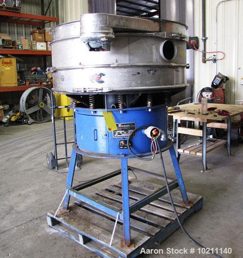 Used Kason Screener, 48" Diameter, Model K48-1K-SS, stainless steel.Double deck, single separation.No top cover.Driven by a 1 hp, 3/60/220/440 volt, 1200 rpm motor.Mounted on a carbon steel base on l...