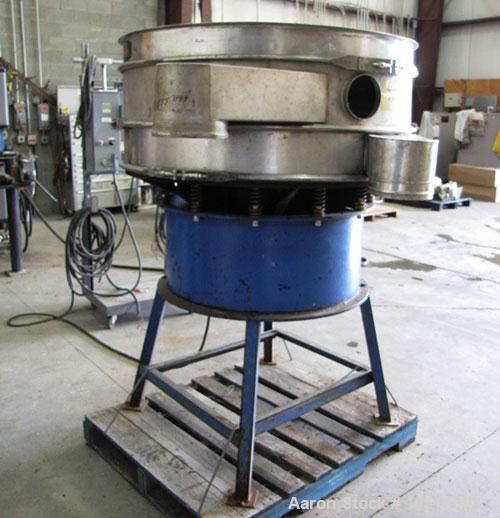 Used Kason Screener, 48" Diameter, Model K48-1K-SS, stainless steel.Double deck, single separation.No top cover.Driven by a 1 hp, 3/60/220/440 volt, 1200 rpm motor.Mounted on a carbon steel base on l...