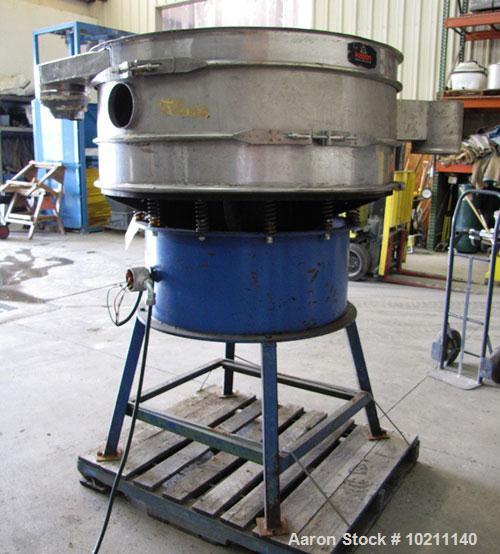 Used Kason Screener, 48" Diameter, Model K48-1K-SS, stainless steel.Double deck, single separation.No top cover.Driven by a 1 hp, 3/60/220/440 volt, 1200 rpm motor.Mounted on a carbon steel base on l...