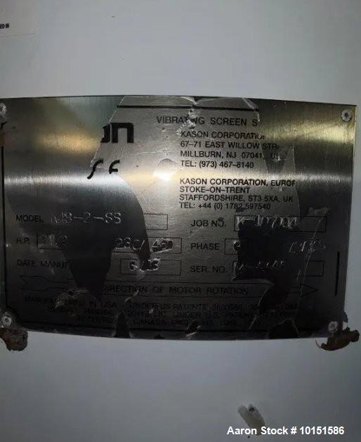 Used Kason K48-2-SS Stainless Steel Vibratory Separator – 40” Diameter, 2-Deck Screening System