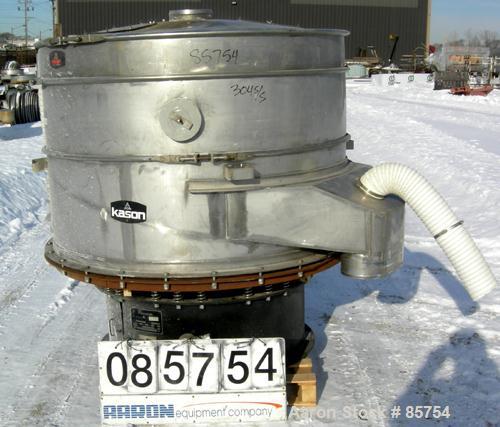 USED: Kason high capacity recycle clarifier/screener, model K60-2-SS, 304 stainless steel. 60" diameter, double deck, 3 separation, includes top cover. Driven by a 1 hp, 3/60/575 volt, 1200 rpm motor...