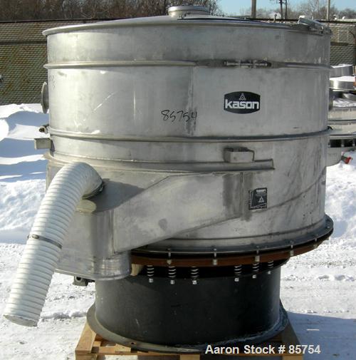 USED: Kason high capacity recycle clarifier/screener, model K60-2-SS, 304 stainless steel. 60" diameter, double deck, 3 separation, includes top cover. Driven by a 1 hp, 3/60/575 volt, 1200 rpm motor...