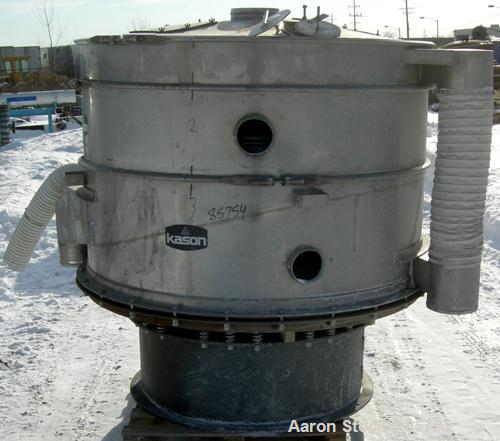 USED: Kason high capacity recycle clarifier/screener, model K60-2-SS, 304 stainless steel. 60" diameter, double deck, 3 separation, includes top cover. Driven by a 1 hp, 3/60/575 volt, 1200 rpm motor...