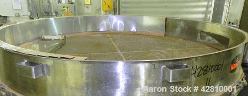 Used Kason Screener, Model K-72-2-SS, 304 Stainless Steel. 72" Diameter, double deck, 3 separation, no top cover. Driven by a 5hp, 3/60/460 volt, motor. Mounted on a carbon steel base. Built 2008.