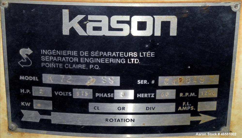 Used Kason Screener, Model K72-2-SS