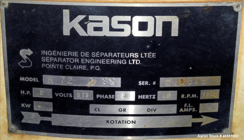 Used- Kason Screener, Model K72-2-SS