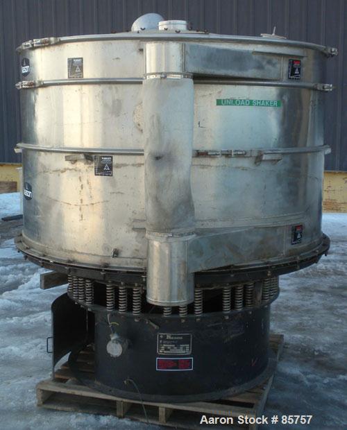 Used Kason High Capacity Recycle Clarifier/Screener, Model K72-2AD-SS, 304 Stainless Steel. 72" diameter, double deck, 3 separation. Driven by a 2 hp, 3/60/480 volt, 900 rpm motor. Mounted on a carbo...