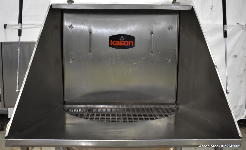 Used Kason Vibratory Flo-Thru Bag Dump Screener with Dust Collector, Model KEDS-K30-1-SS, Stainless Steel. 30" Diameter. Single deck, single separation. Driven by .33hp, 3/60/230/460 volt, 1140 rpm m...