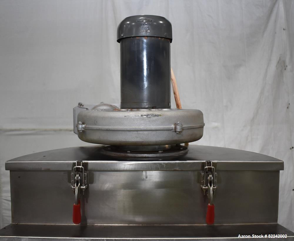Used Kason Vibratory Flo-Thru Bag Dump Screener with Dust Collector, Model KEDS-K30-1-SS, Stainless Steel. 30" Diameter. Single deck, single separation. Driven by .33hp, 3/60/230/460 volt, 1140 rpm m...