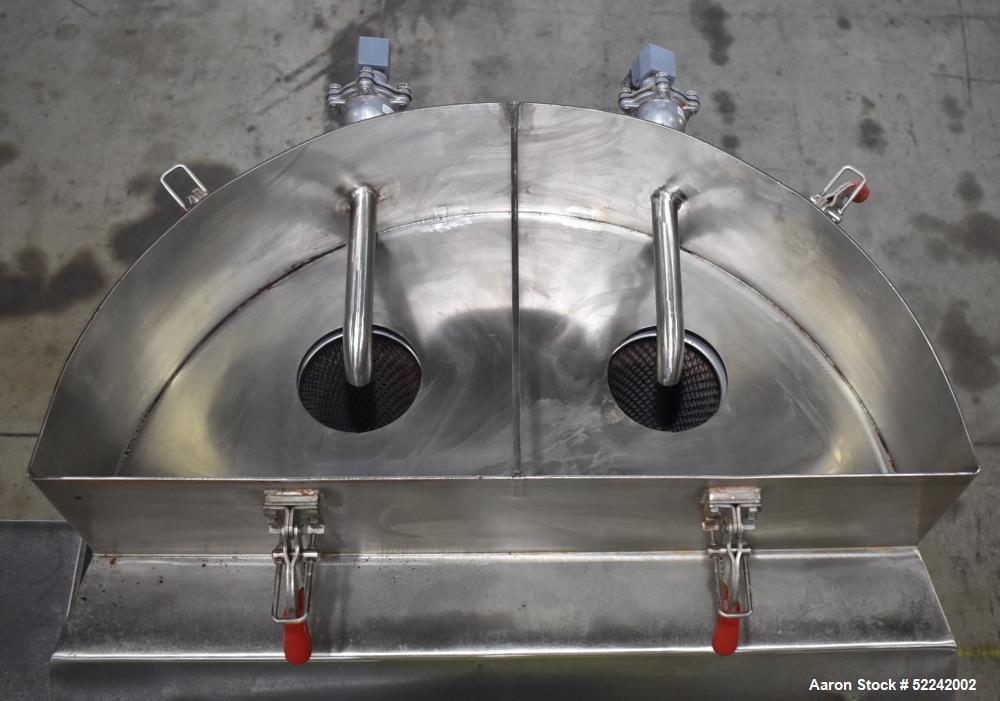 Used Kason Vibratory Flo-Thru Bag Dump Screener with Dust Collector, Model KEDS-K30-1-SS, Stainless Steel. 30" Diameter. Single deck, single separation. Driven by .33hp, 3/60/230/460 volt, 1140 rpm m...