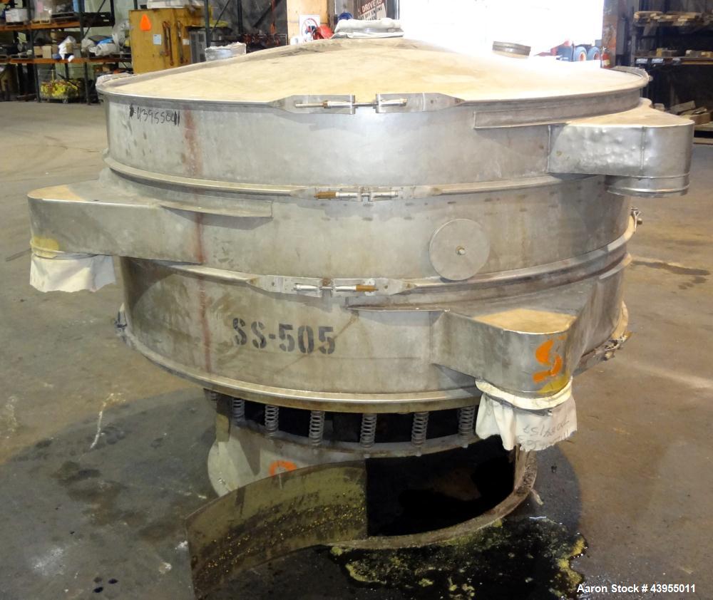 Used Kason Screener, Model KX-2-SS, 316 Stainless Steel. 72" Diameter, double deck, 3 separation. 316 Stainless steel top cover. Driven by a 2hp, 3/60/220/440 volt motor. Mounted on a carbon steel ba...