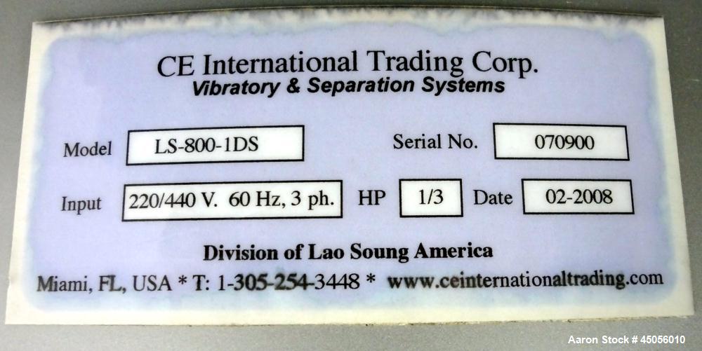 Used- CE International Trading LS Series Vibro-Sieve, Model LS-800-1DS, 304 Stainless Steel. Approximate 31.4" diameter, sin...