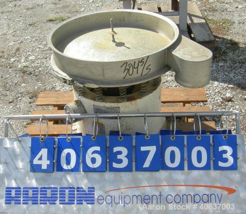 Used Sweco Screener, Model LS24S444-3, 304 Stainless Steel.  24" diameter, bottom deck only. Driven by a 1/3 HP, 3/60/440 Volt, 1140 RPM motor.  Mounted on a carbon steel base.