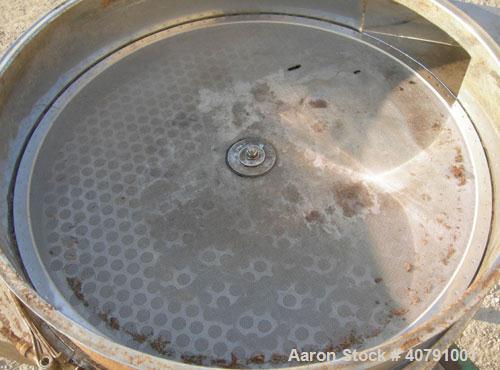 Used Sweco Screener, Model LS30S66, 316 stainless steel.  30" diameter, single deck, 2 separation, no top cover.  Driven by a 1/2 hp, 3/60/220/440 volt, 1140 rpm motor.  Mounted on a carbon steel fra...