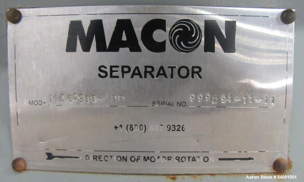 Used Macon MA60S88-DP Vibratory Separator | 60" SS Screens | Wet/Dry Processing