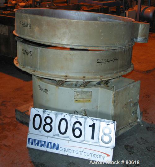 USED: Midwestern screener, model ME48S8-8, 304 stainless steel. 48" diameter, single deck, 2 separation, no top cover. Driven by a 3 hp, 3/60/208-230/460 volt, 1725 rpm motor. Mounted on a carbon ste...