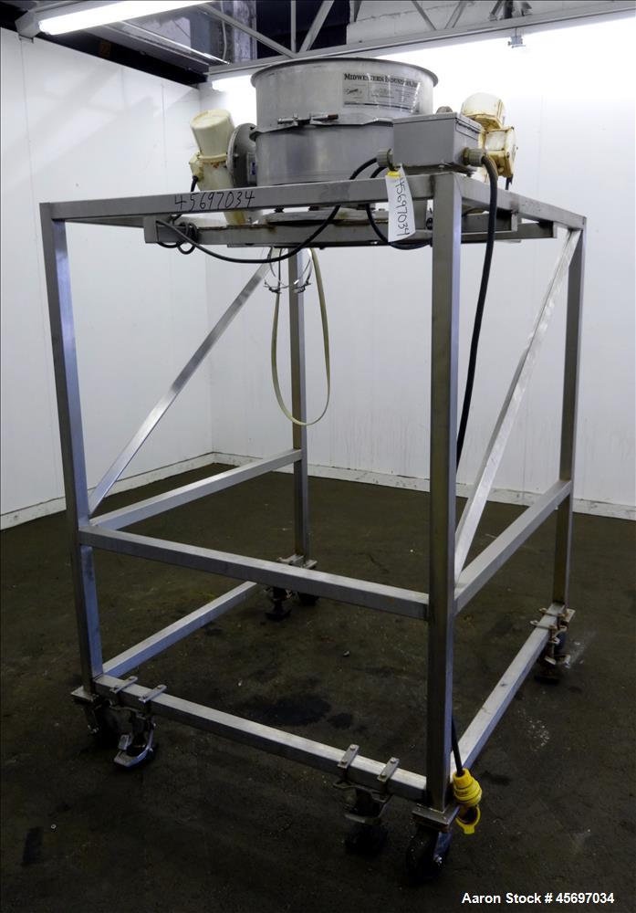 Used MidWestern Industries Inc. Sifter MOdel MLP24S6.4, 24" Diameter, 304 Stainless Steel, Single Deck, 2 Separation. Driven by (2) 0.35 hp, 3/60/230-460 volt/1800 rpm motors. Serial Mounted on 304 s...