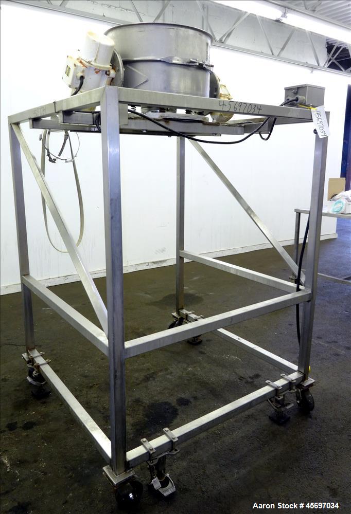 Used MidWestern Industries Inc. Sifter MOdel MLP24S6.4, 24" Diameter, 304 Stainless Steel, Single Deck, 2 Separation. Driven by (2) 0.35 hp, 3/60/230-460 volt/1800 rpm motors. Serial Mounted on 304 s...