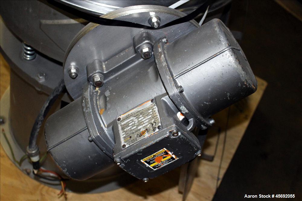 Used Midwestern Industries Sifter/Scalper, Model MLP24S6-10, 304 Stainless Steel. 24" diameter, single deck, 1 separation. Approximately 10" diameter bottom outlet. Driven by (2) .38 hp, 230/460, 180...