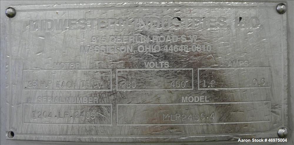 Used- Midwestern Industries Vibratory Scalping Screener, Model MLP24S6-4, 304 Stainless Steel. Approximate 24" diameter sing...
