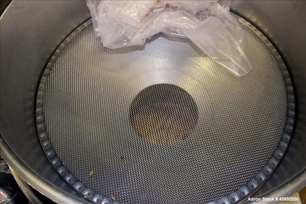 Used Midwestern Industries Sifter/Scalper Model # MLP30S6-10, 304 Stainless Steel. 30" diameter, single deck, 1 separation. Includes  top cover. 10" diameter bottom outlet. Driven by 2 .38 hp, 230/46...