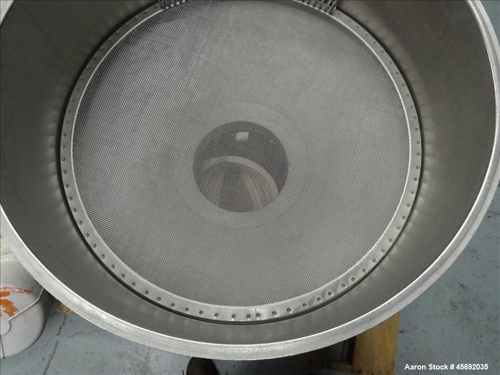 Used Midwestern Industries Sifter/Scalper Model # MLP30S6-10, 304 Stainless Steel. 30" diameter, single deck, 1 separation. Includes  top cover. 10" diameter bottom outlet. Driven by 2 .35kw, 230/460...