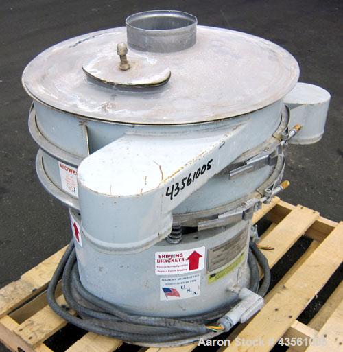 Used Midwestern Industries Screener, Model MR24C4-4, Carbon Steel. 24” Diameter single deck, 2 separation. 321 Stainless steel top cover. Driven by a 0.36hp, 3/60/230/460 volt, 1200 rpm motor. Mounte...