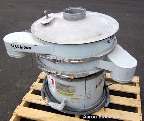 Used Midwestern Industries Screener, Model MR24C4-4, Carbon Steel. 24” Diameter single deck, 2 separation. 321 Stainless steel top cover. Driven by a 0.36hp, 3/60/230/460 volt, 1200 rpm motor. Mounte...